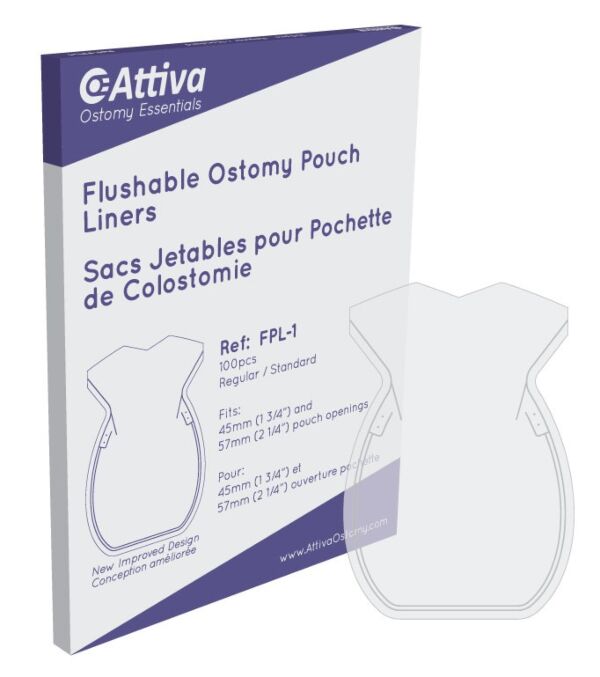 Attiva Flushable Ostomy Pouch Liners Regular Box/100