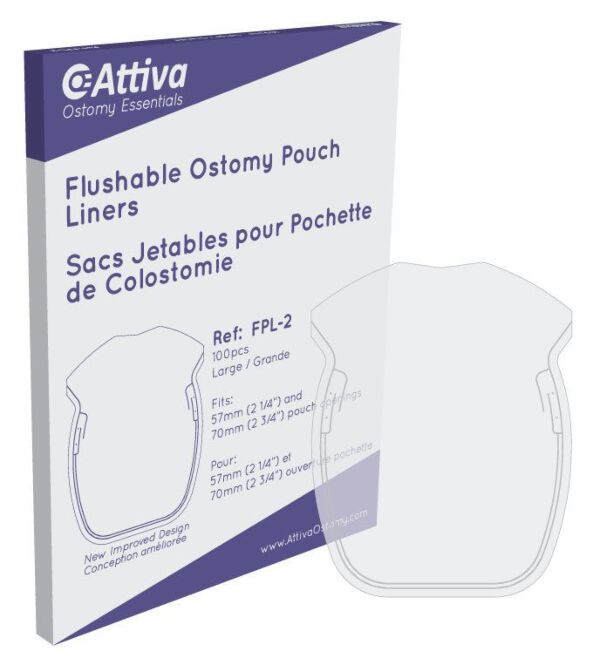Attiva Flushable Ostomy Pouch Liners Large Box/100
