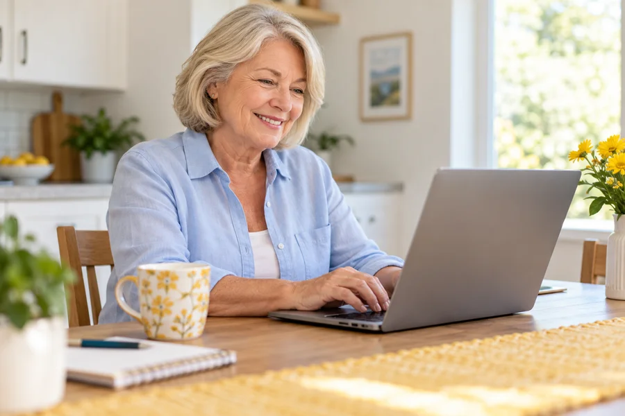 A customer browsing online at home
